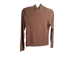 Shein Women’s brown mock neck long sleeved shirt